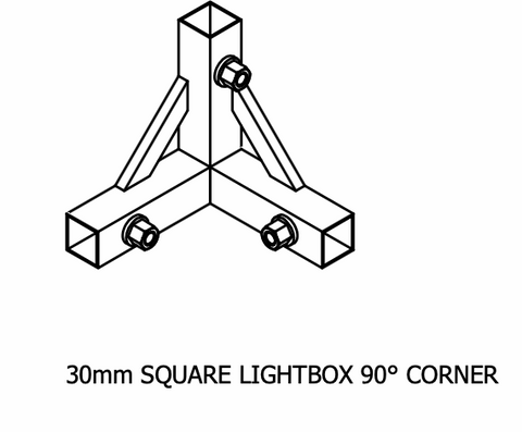 30mm Square Lightbox 3-Way Corner 90°
