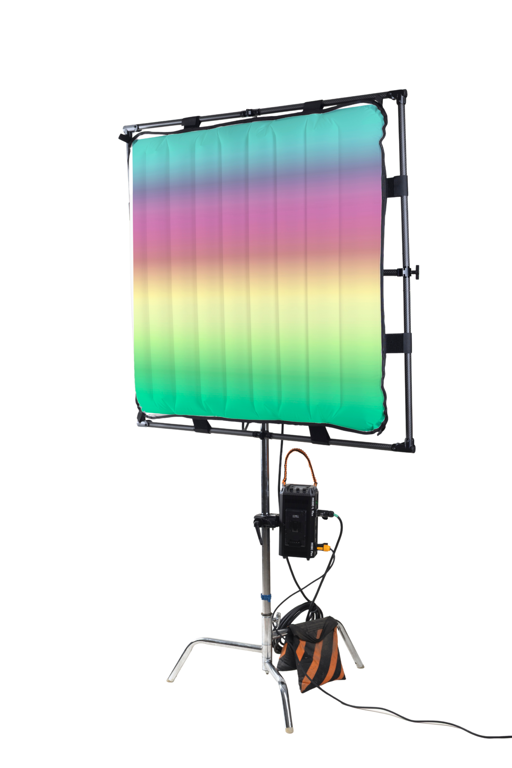 Air Lux MAX 4×4 ft 380W RGBWW LED soft light with 1700–20,000K, LumenRadio, pixel control, DMX and APP control.