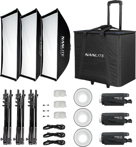 Nanlite FS-150 LED 3 light kit with stand